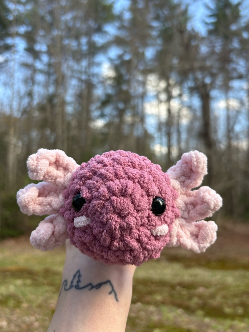 MINI Axolotl Chenille Yarn Plushie Gift Cute Handmade Crafted with Soft Yarn